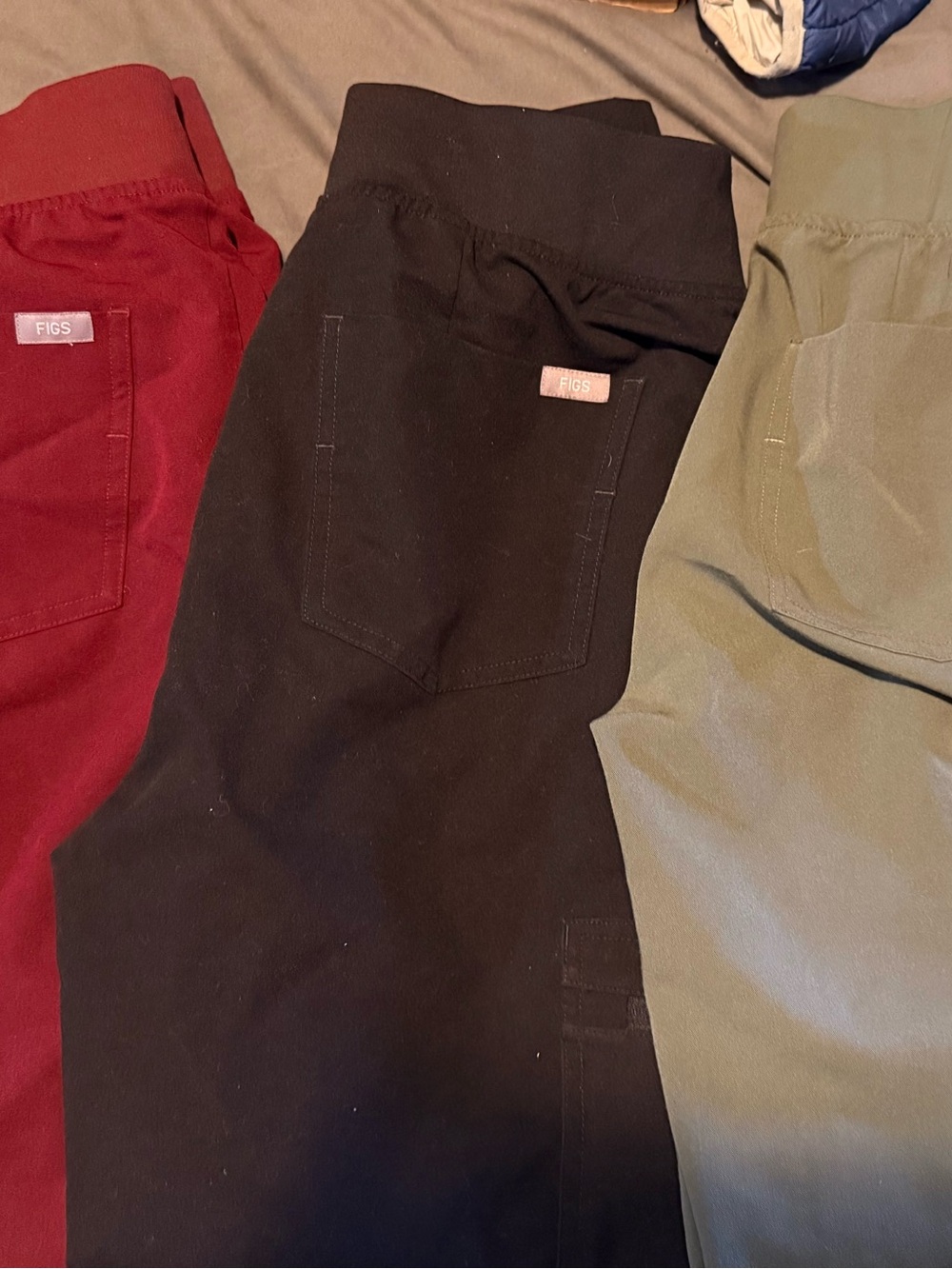 Figs 3-Pack Scrub Pants in Burgundy, Black, Olive